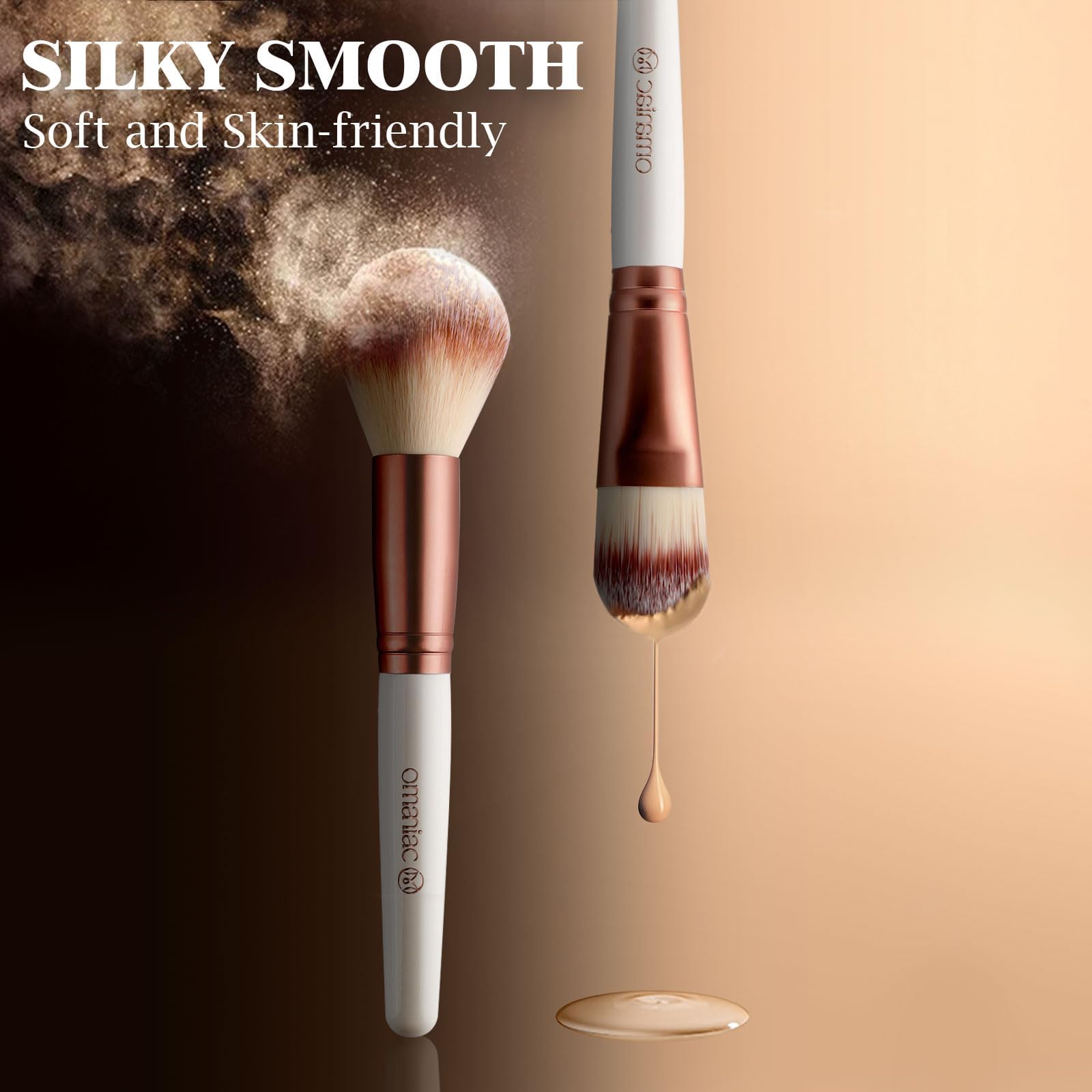 OMANIAC Set di pennelli da trucco professionali (20 pezzi), manici in perle flash, comodi da tenere e facili da usare. Set di pennelli da trucco professionali da viaggio con custodia