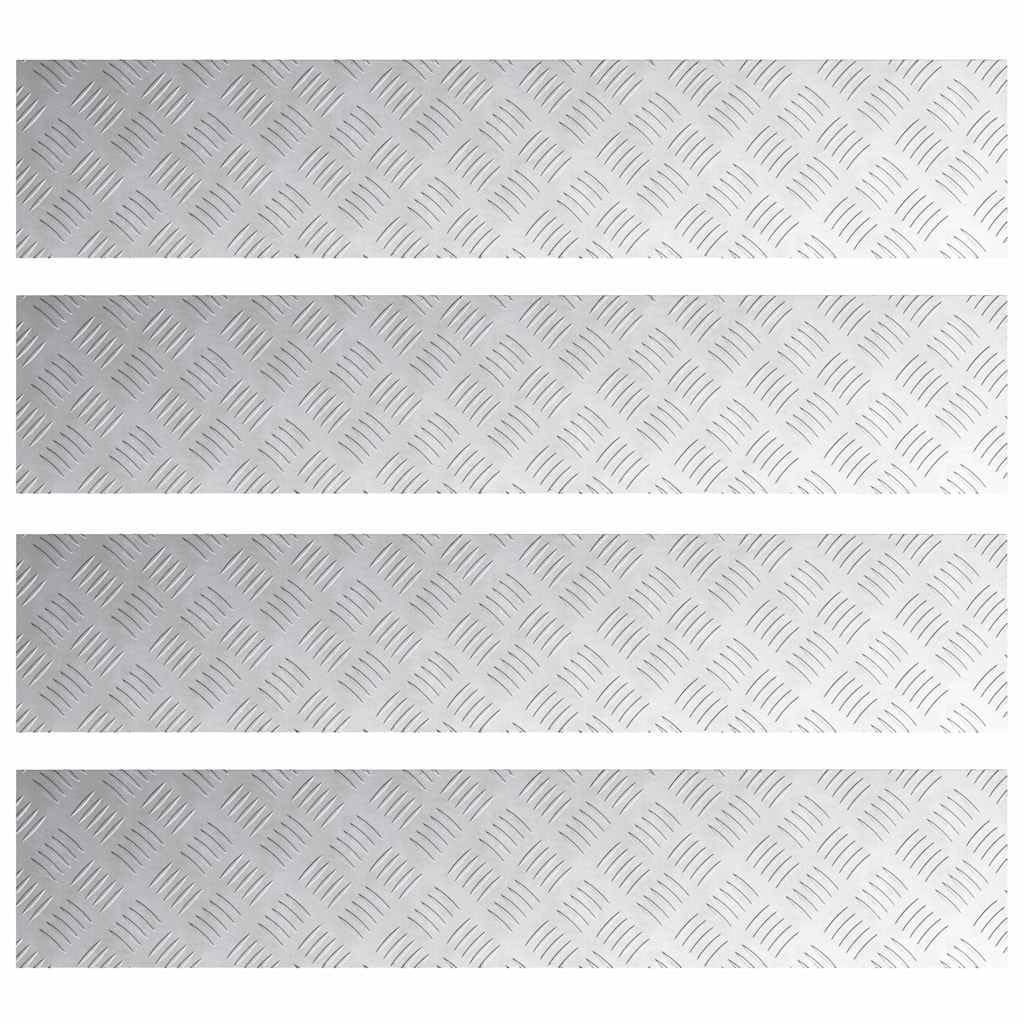 Aluminiowy stopień schodowy, 4 sztuki, 100 x 20 cm, srebrny