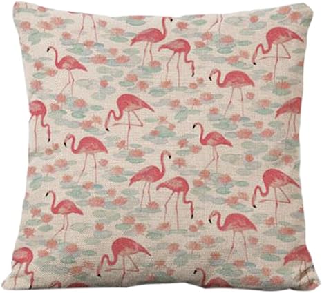 Amazon コットン リネン スロー 枕カバー クッション カバー ソファ 家 装飾 フラミンゴ ５種類選べる スタイル2 枕カバー ピローケース オンライン通販