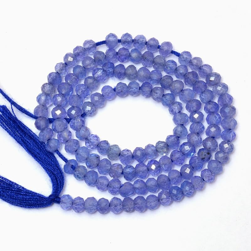 Perles en tanzanite véritable de haute qualité AAA+ micro-facettes pour joaillerie d'exception - 3
