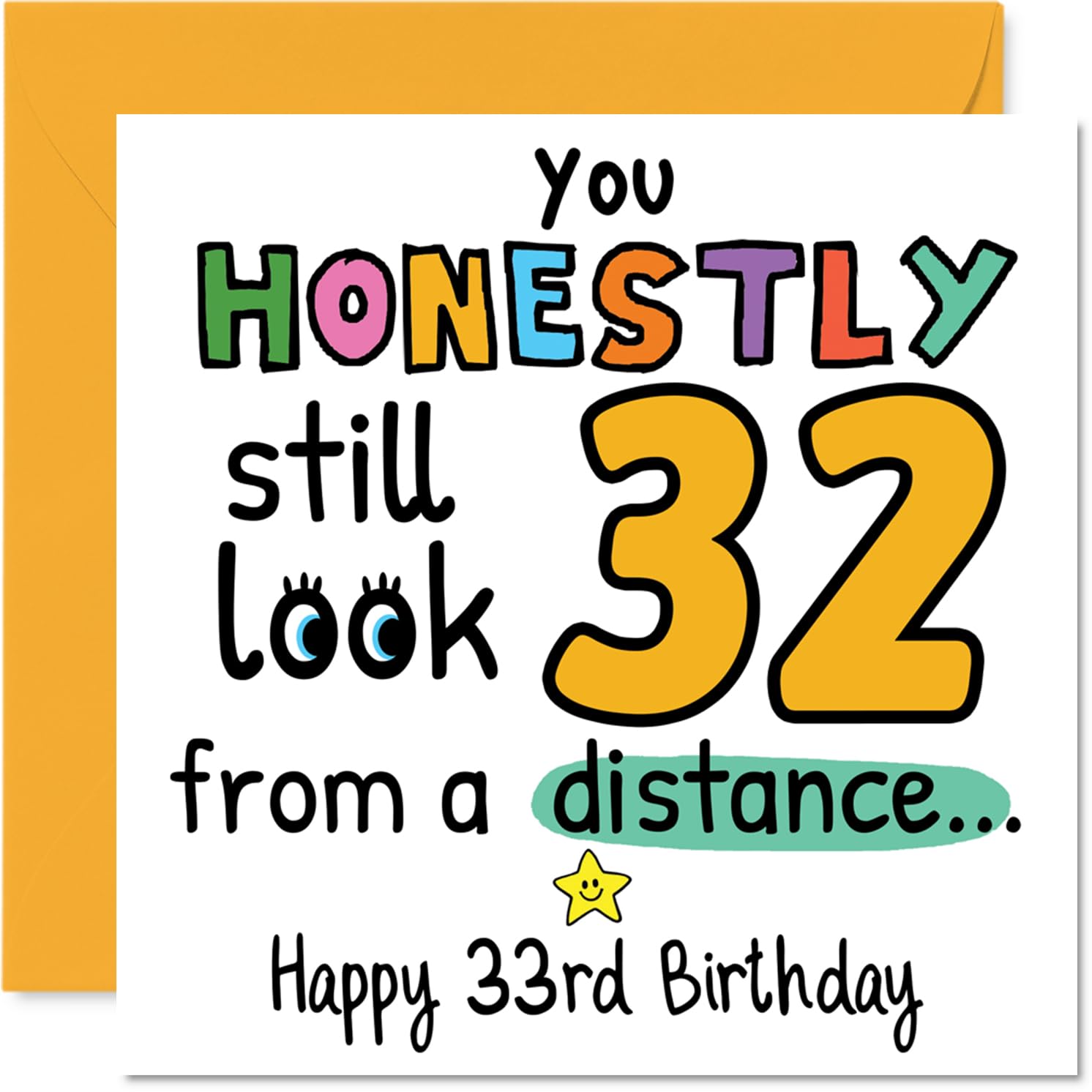 33rd Birthday Cards for Men Women - From a Distance - Happy Birthday Card for 33 Year Old Man Woman Neighbour Uncle Nephew Colleague, 145mm Bday Greeting Cards