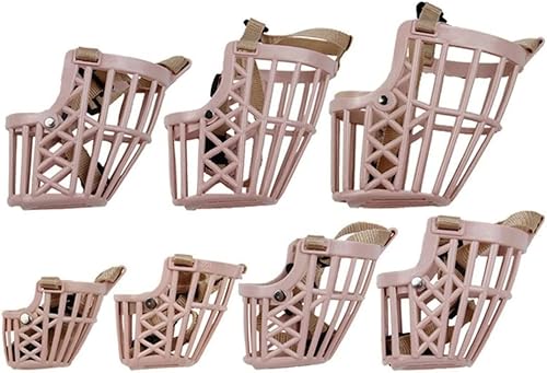 Miniatura 2 de Juego de 7 bozales de plástico suave para perros, cesta ajustable antimordeduras para mascotas, jaula de malla para entrenamiento de perros,