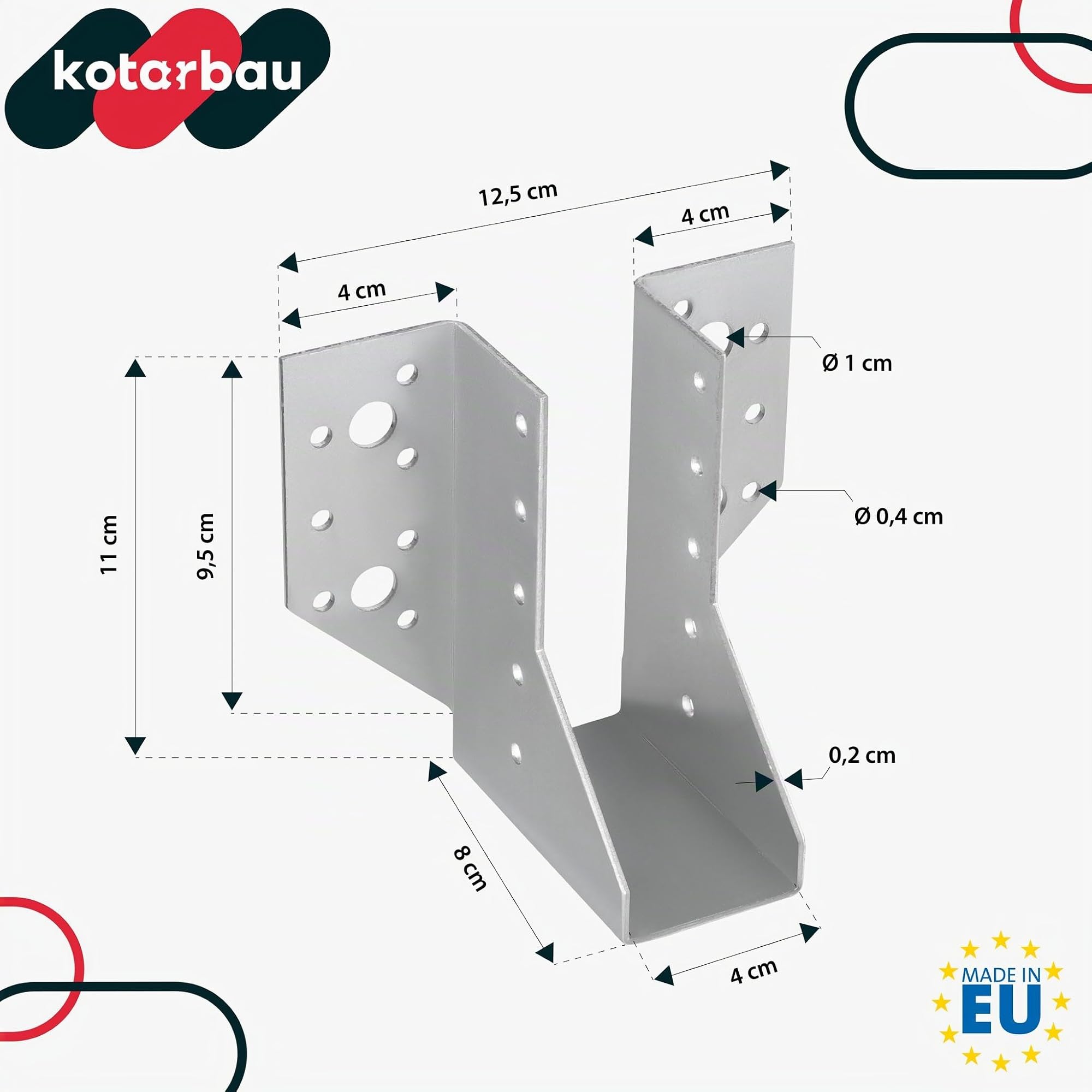 KOTARBAU® Juego de 10 soportes para vigas 40 x 110 mm, conectores de madera de acero galvanizado, soportes para vigas, conectores de vigas de carga pesada, conectores de vigas, conectores de vigas de