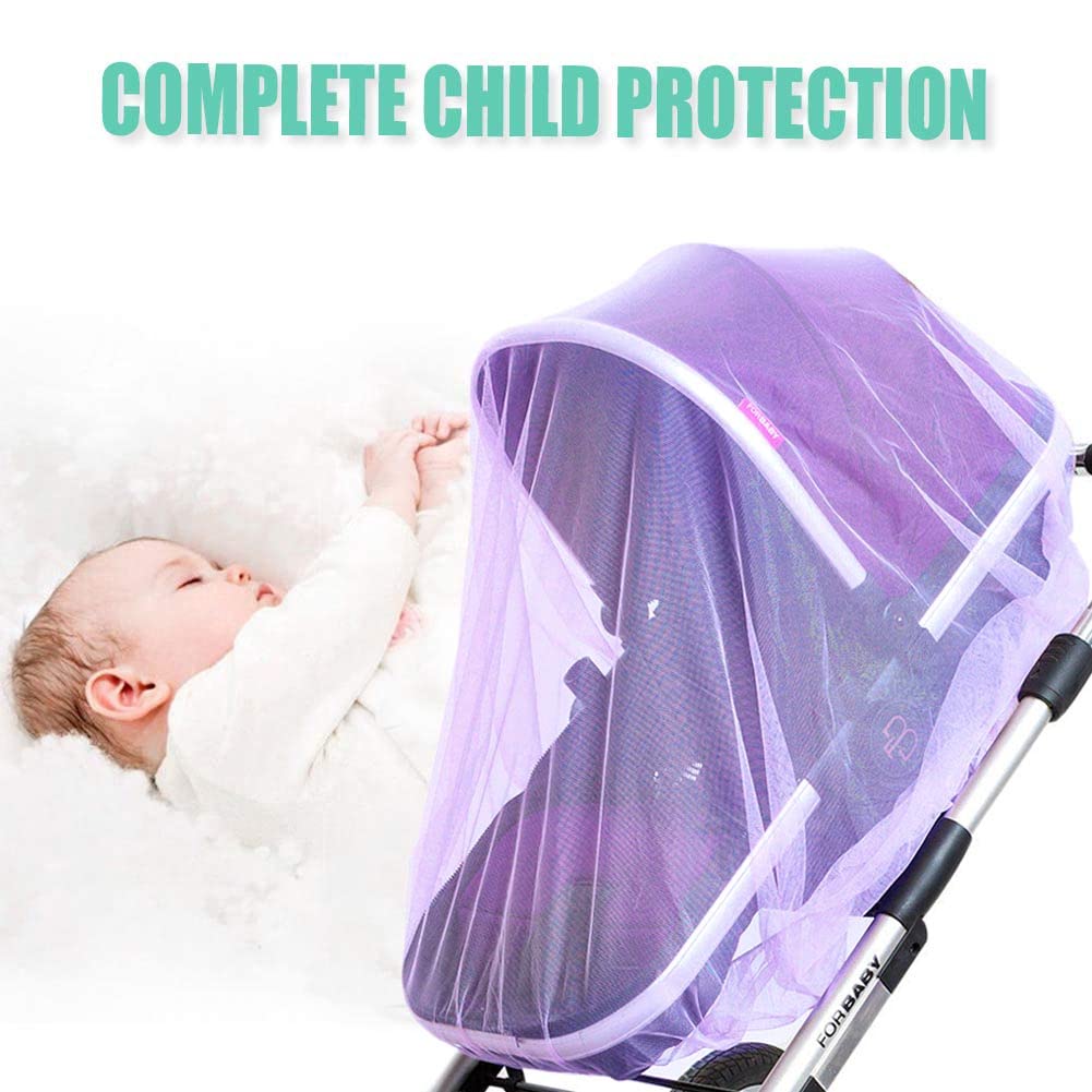 Mosquitera para cochecito (paquete de 2) – Mosquitera duradera para cochecito de bebé – Red de insectos perfecta para cochecitos, moisés, cunas, corralitos, Pack N Play y mini cuna portátil (morado)