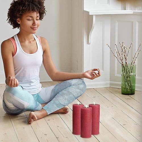 Miniatura 6 de Bask - Juego de velas de pilar moteadas de 6-3 x 6 pulgadas, sin goteo, sin perfume, en arándano, para decoración del hogar, relajación y todas las