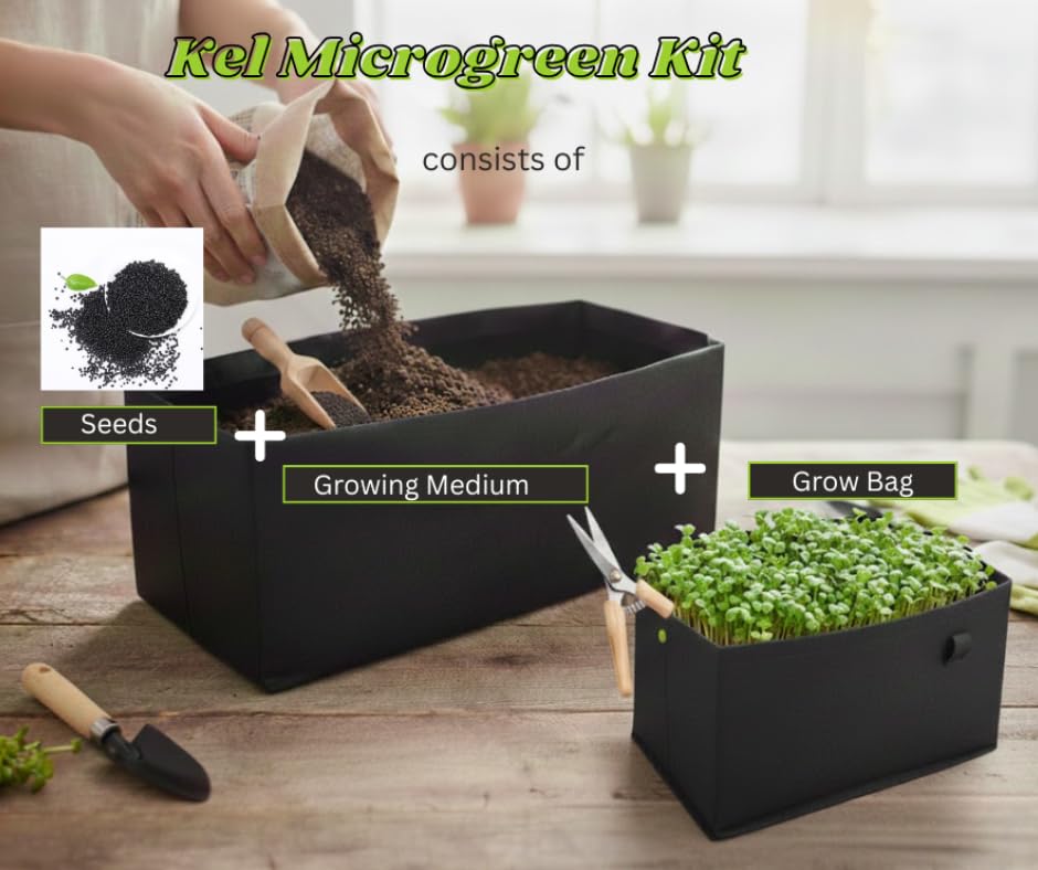 Image of DIY Microgreen Growing Kit with Seeds, Growing Media and Grow Bag, Harvest in 7-10 Days