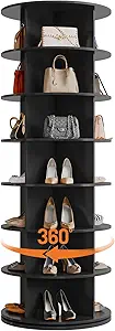 GarveeHome 7 Tier Rotating Shoe Rack Tower, 360° Revolving Free Standing Spinning Shoe Organizer, Vertical Spinning Shoes Display, Shoes Rack Storage Round Carousel, Rotate Shoes Closet Organization
