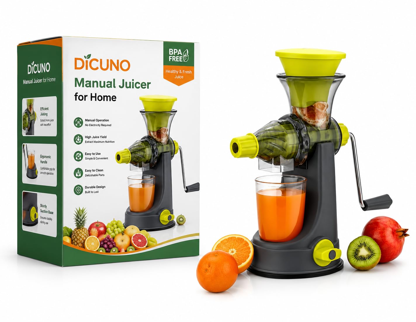 Big Size Manual Juicer for Home Hand Press, Citrus Fruit Juicer Machine for Orange Mosambi Pomegranate, Heavy Duty Juice Extractor, Portable Hand Juicer for Fresh Juice (Multi, Medium)-image-22