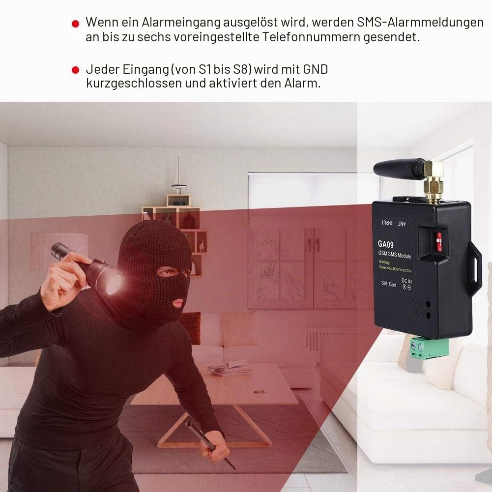 GOTOTOP GSM Alarmanlage, 8-Kanal Kabellos | SMS Alarm System, DC5-15V, Heim Sicherheit