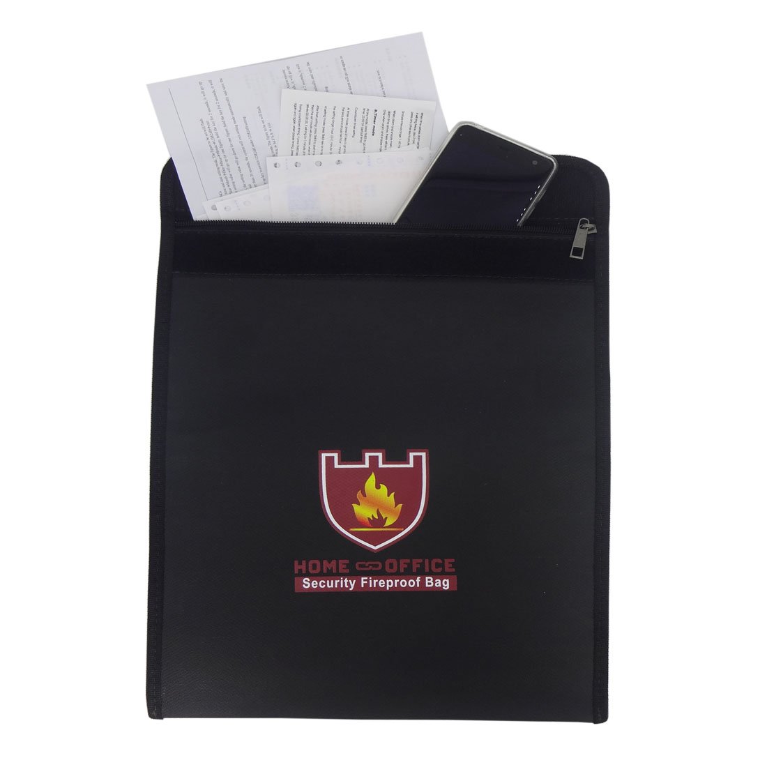 Vemingo Fireproof Document Bag Anti-Irritation Silicone Coated Fire Water Resistant Money Bag Fireproof Safe Storage 15.8" x 12.6" x 3" for Money, Documents, Jewelry, Passport and Laptop