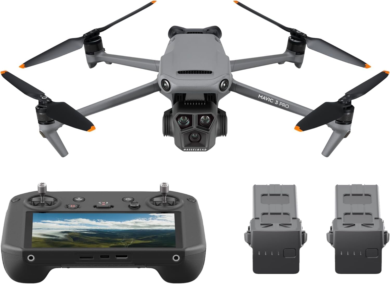 DJI mavic 3 pro, dron insignia, con cámara triple y 4/3 CMOS hasu, 15 kilómetros de transmisión de vídeo de alta definición, estación de carga, etc., con pista (Mavic3 Pro RC Pro)