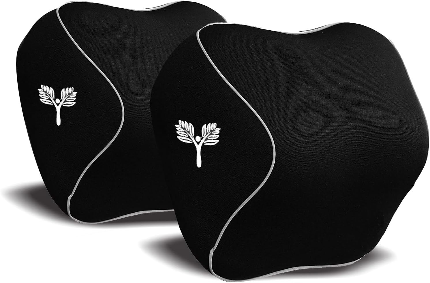 Grin Health Orthopedic Car Neck Rest Pillow Set of 2โ Large | Added Comfort Support for Larger Head-to-Seat Gaps Car Cushion | Neck Pillow Headrest Cushion for Driving (Black (Pack of 2)