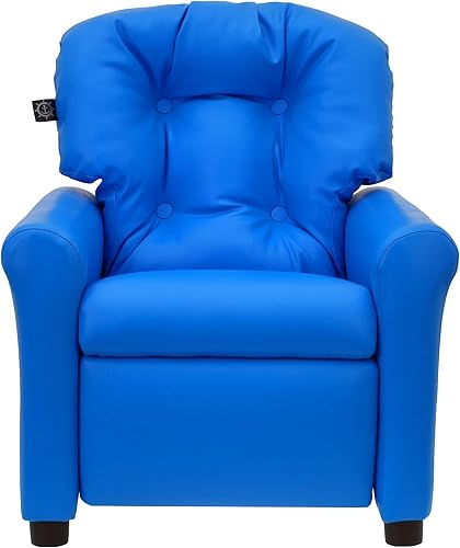 Miniatura 3 de THE CREW FURNITURE Silla reclinable tradicional para niños, de 1 a 5 años, piel sintética de poliuretano, color azul