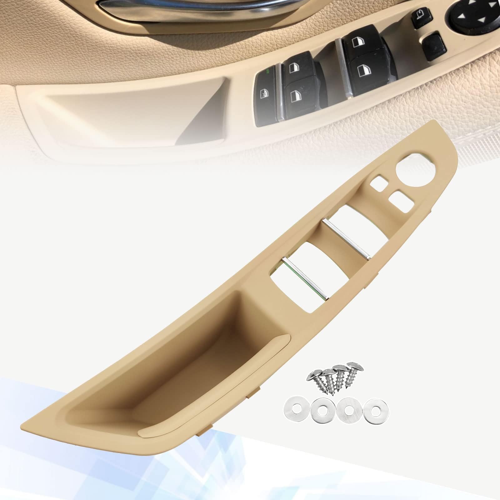Klamka drzwi wewnętrzna BMW 5 Series F10 F11 F18 2010-2016 beżowa panel podłokietnika przełącznika szyby