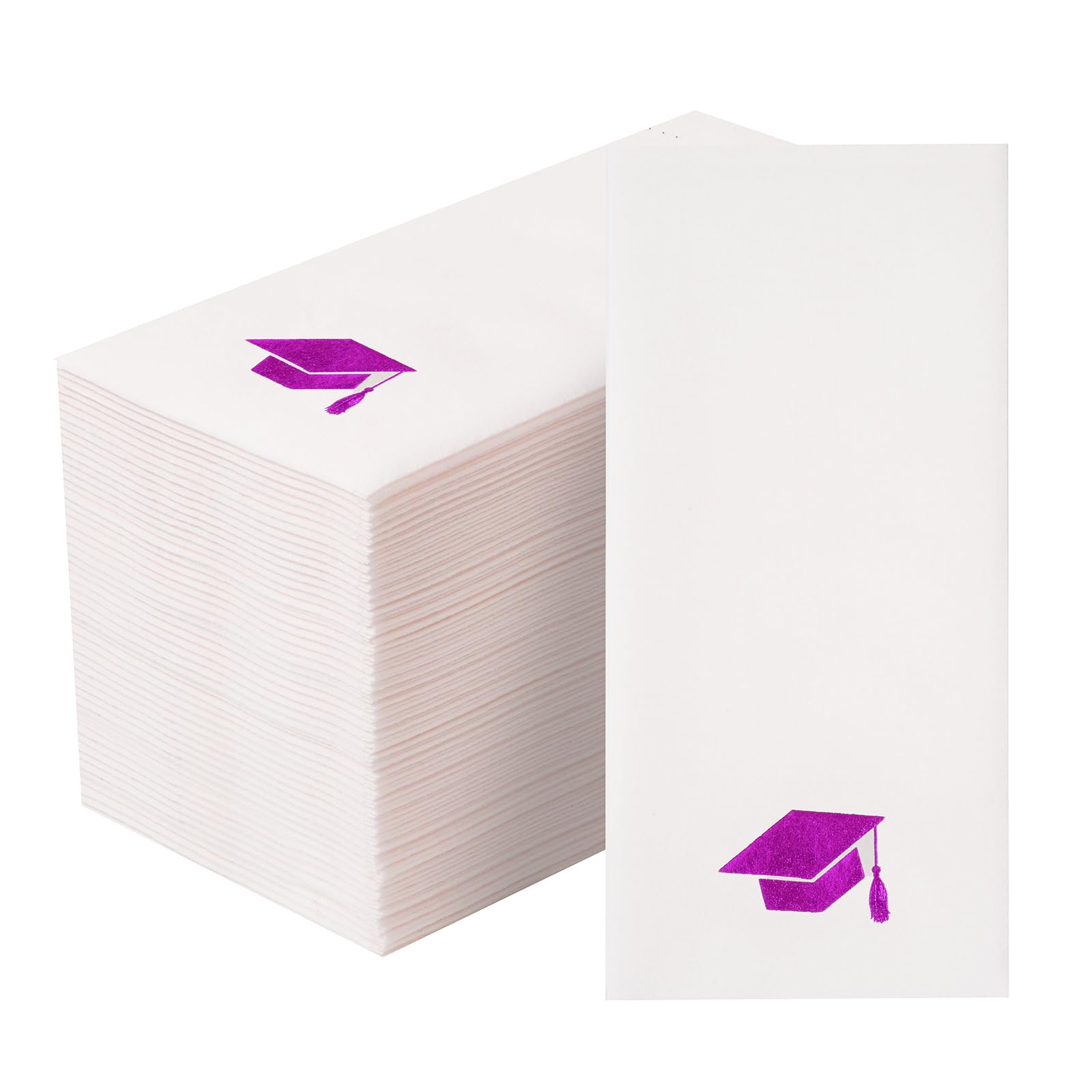 Linen-Feel Graduation Napkins Congrats Grad Disposable Hand Towels, 50 Pcs Dinner Paper Napkins for School University College Graduation Party