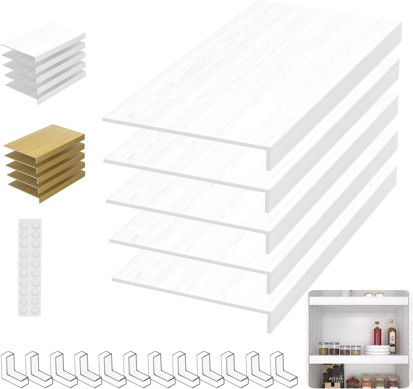 Wire Rack Covers, Foamed PVC Wire Shelf Covers for Pantry Removable Closet Cabinet Bathroom Kitchen Shelving Decoration(White,30x16 inch) White 30*16 in