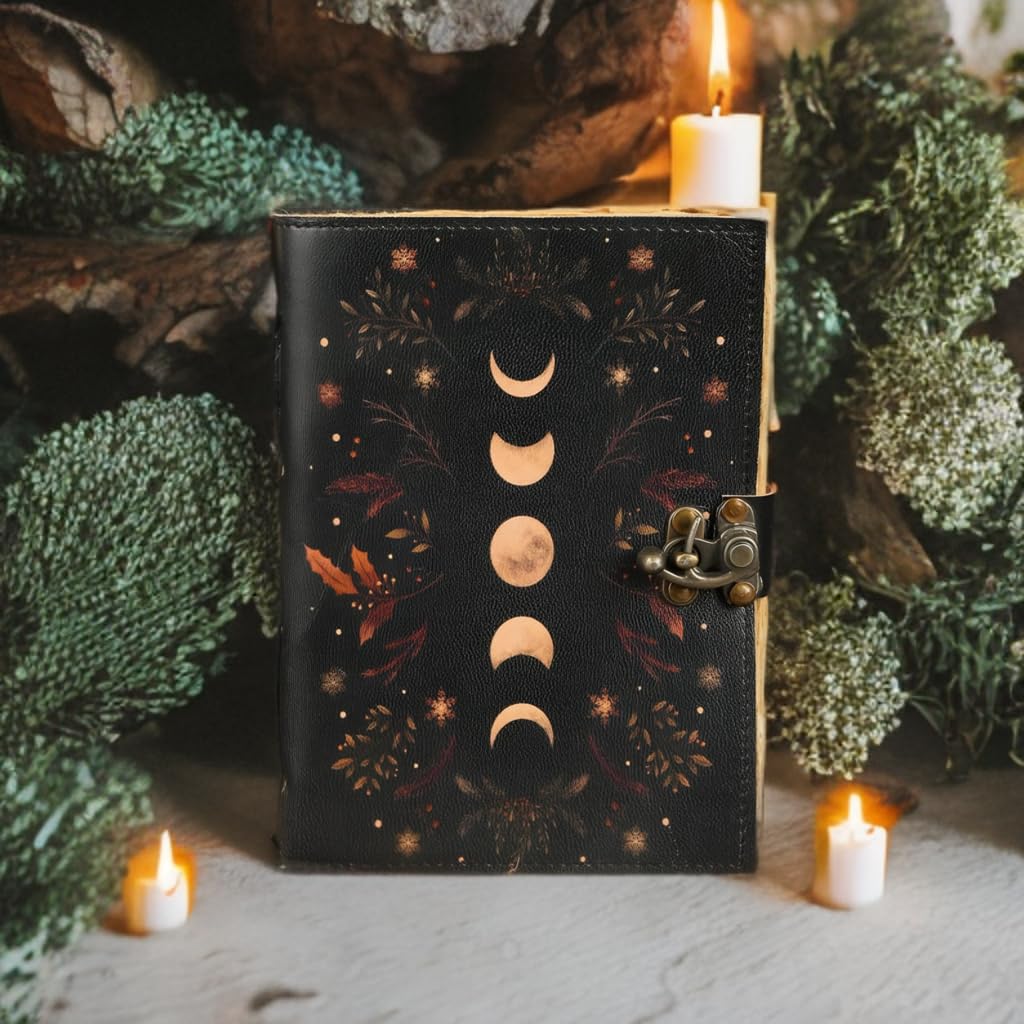 Grimoire Diary Blank Spell Book of Shadows The Lovers Journal, notatnik Tarot Spiral Gothic Journal Skull lover Antique Deckle Edge Papier Vintage skórzane czasopisma prezenty dla niego