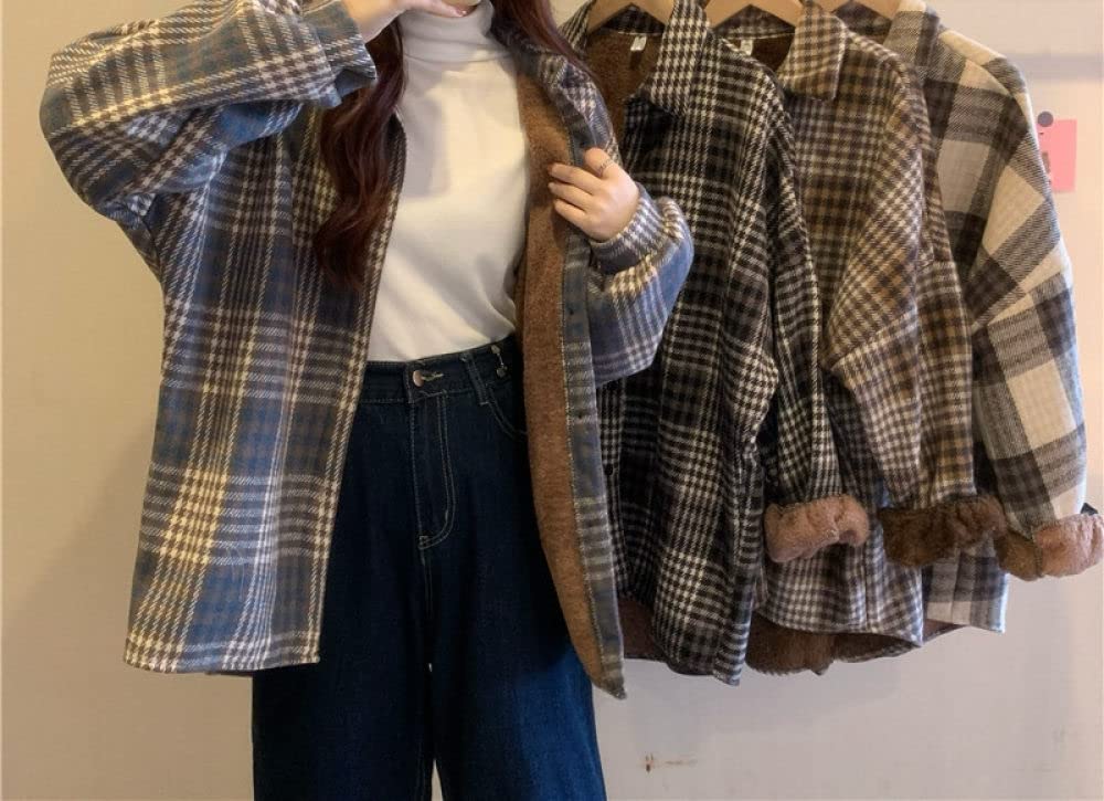 MIDJ Bluse Damen Elegant，Damenhemd Flanell Sherpa Baumwolle Hellbraun Gestreift Schlichte Karohemden Langarmhemden Schicke Hemden Dicke Leichte Jacken Holzfällerhemden