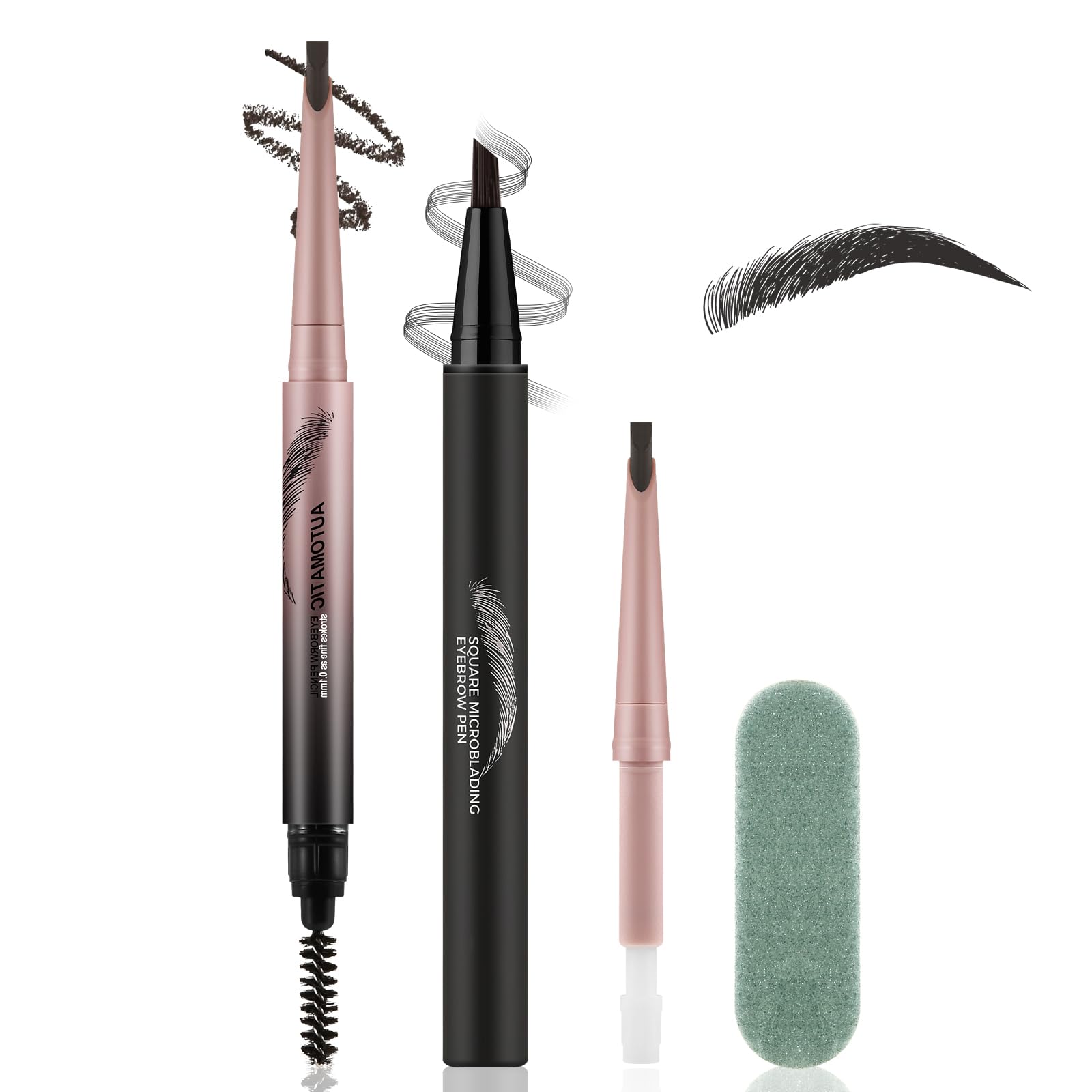 GEUUFEA Waterproof Brow Pen, Long-Lasting Eyebrow Powder, Liquid Eyebrow Pencil with Square Brush | Fast-Drying, Smudge Proof Brow Definer