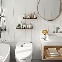 Vista 7 de MEBRUDY Juego de 2 estantes flotantes, estantes de pared rústicos con estilo rómbico para sala de estar, dormitorio, baño, cocina