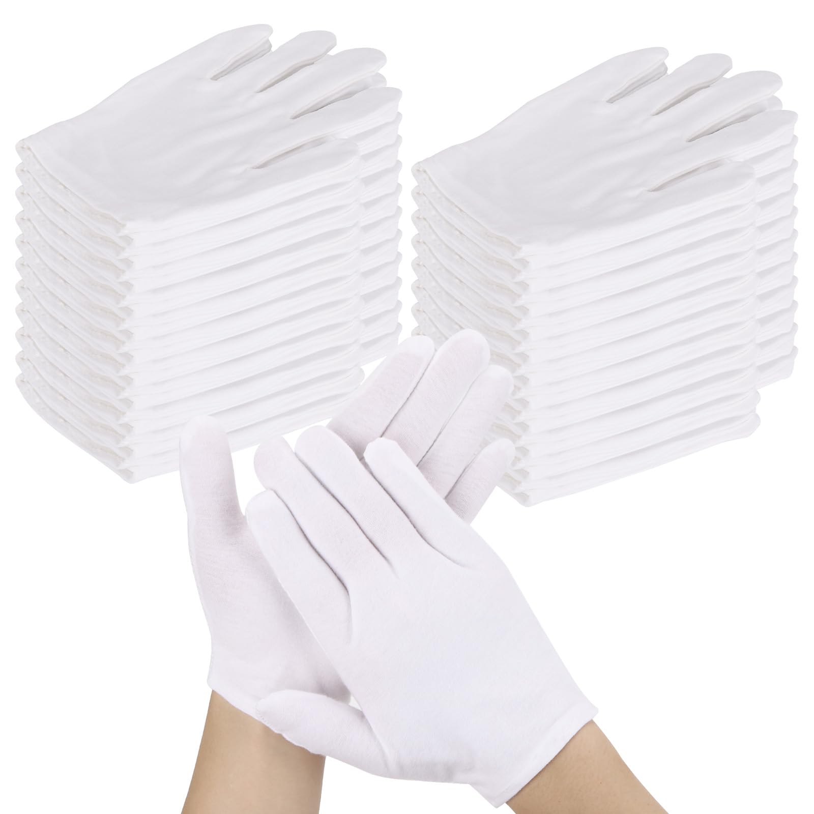 Lot de 60 paires de gants en coton blanc pour mains sèches, gants de spa hydratants pour homme et femme