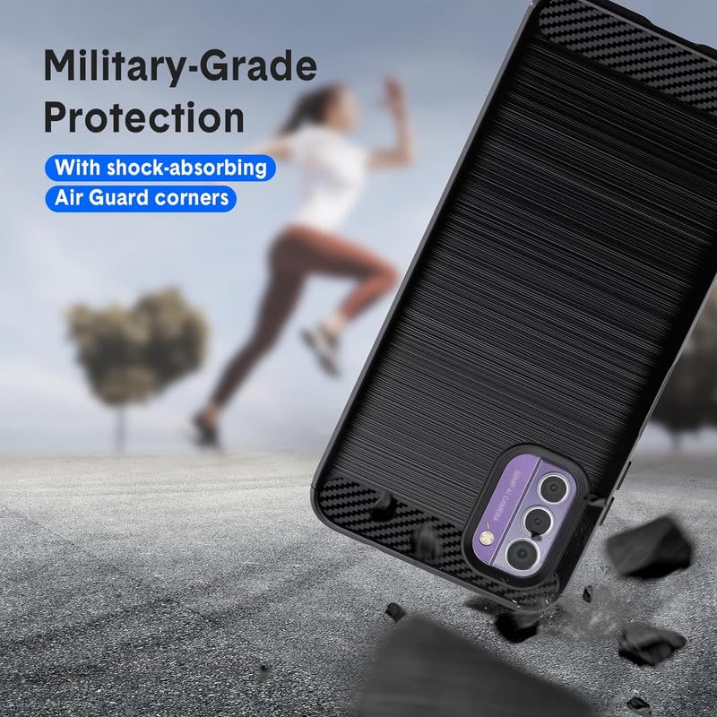 Image of NPRC Hybrid Ultra Slim Protective Case TPU Non-Slip Carbon Fiber Texture Shockproof Case Cover for Nokia G42 5G - Black