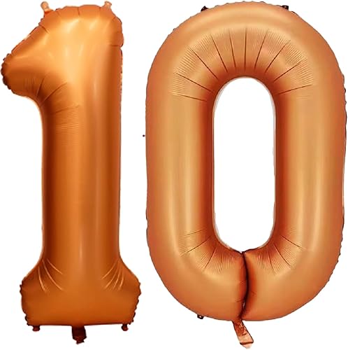 Globo de Mylar de aluminio naranja de 40 pulgadas con el número 10  Decoraciones de cumpleaños 10 para niñas y niños  Globo de cumpleaños 10 para disponible en Yaxa Peru