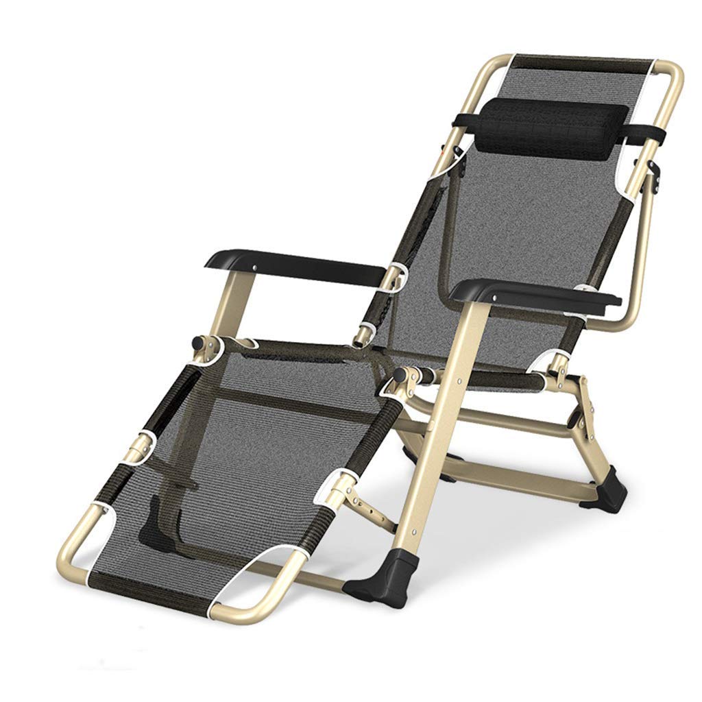 Tumbona reclinable plegable negra con cojín de algodón soporta 300 kg para jardín