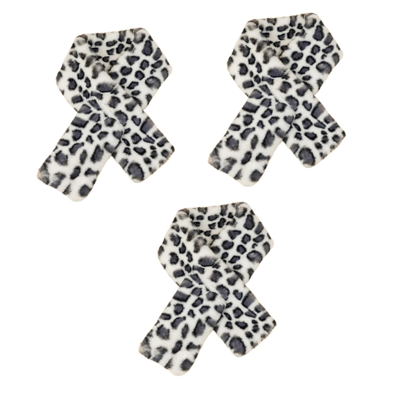 CALLARON 3pezzi Foulard Leopardo Autunno Inverno Scarf Calda Protezione Freddo Scarf Casual Per Donne Bianco