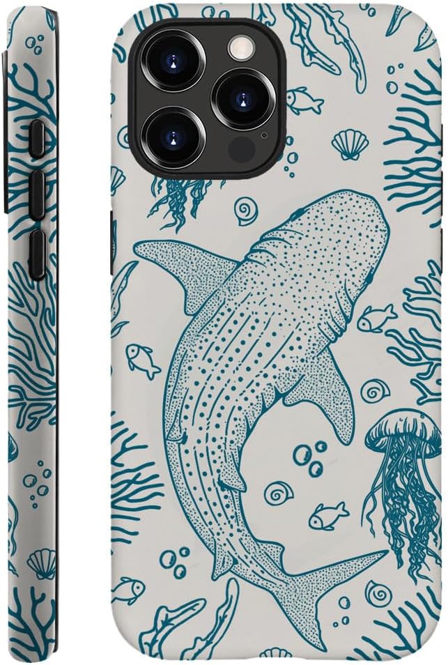 DAIZAGCase Compatible with for iPhone 16 Pro Max,Whale Shark Ocean Coral Reefs Jellyfish Phone Case for iPhone 16 Pro Max for Girl Women Boy Men