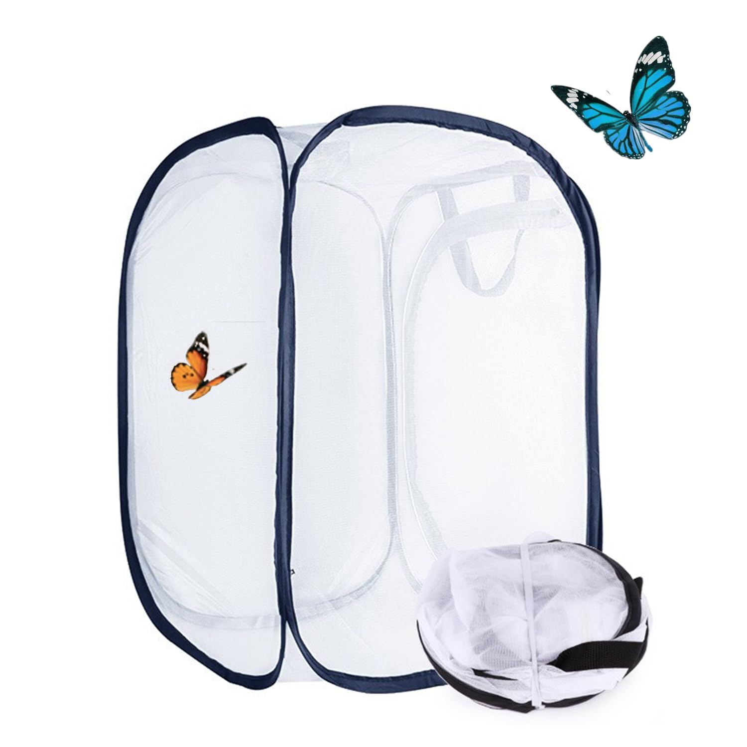 bangminda Insectes Habitat Cage Cage à Papillon pour L'habitat Reproduction Insectes Plante Habitat en Mesh Pliable Ventilation Transparent Cages Elevage Papillons Pliable, Noir, 40 x 40 x 60 cm