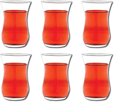 Vikko Teacups, Turkish Tea Glasses, Set of 6 Authentic Turkish Tea Cups, 4 Ounce Tea Glass