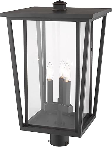 Miniatura 4 de Z-Lite 571PHXLR-BK - Accesorio de montaje de poste para exteriores con 3 luces, color negro