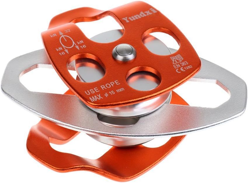 Climbing 32KN 7100 lbs Rescue Pulley Double Sheave with Swing Plate