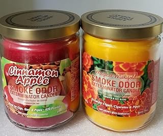 Smoke Odor Exterminator 13 oz Jar Candles Assortment Two Fragrances Bundle Cinnamon Apple/Magical Marigold.