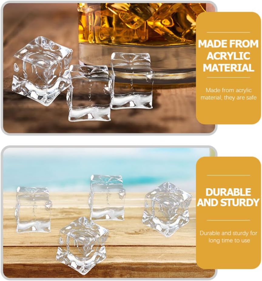 Garneck 50pcs Simulated Ice Crystal Decor Photo Props Vase Decor Crystal Ice Cube Decor Mini Coffee Cups Fake Ice Cubes Props Acrylic Transparent Acrylic Fake Ice Cubes Artificial Fake Ice