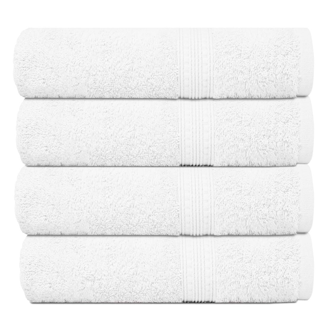 Charlotte Andersen Luxury Large Towels, 100% Cotton Super Soft Bath Towel Set Of 4, 500 GSM Highly Absorbent & Quick Dry Towel 130cm x 70cm (4, WHITE)