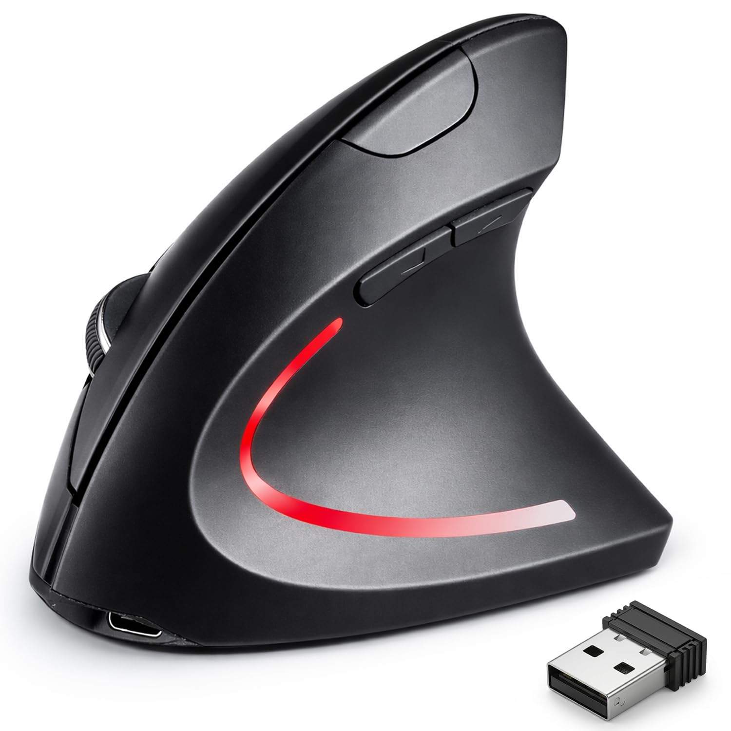 Ergonomic Mouse, Bluetooth and 2.4G Dual Mode Rechargeable Wireless Vertical Mouse, 800/1200/1600 Adjustable DPI, Quiet Clicks,6 Buttons,2.4GHz USB-A Optical Mice for Laptop/MacBook/PC/Desktop-Black-image-48