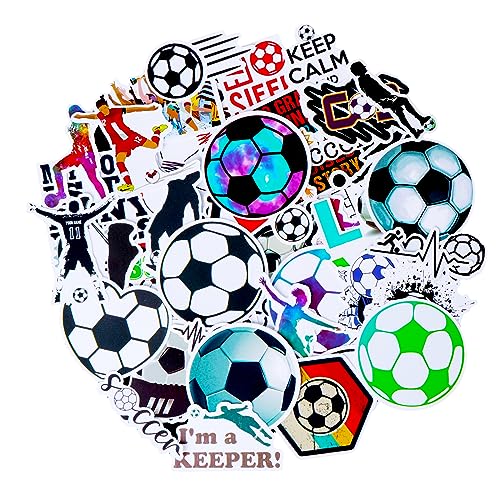 TIESOME 100 Stickers Foot, Velo Enfant Football Autocollants Imperméables De Sport et De Bouteille D'eau - Étiquettes Cadeau