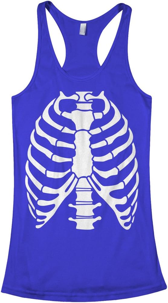Threadrock Women's Skeleton Rib Cage Halloween Costume Racerback Tank Top