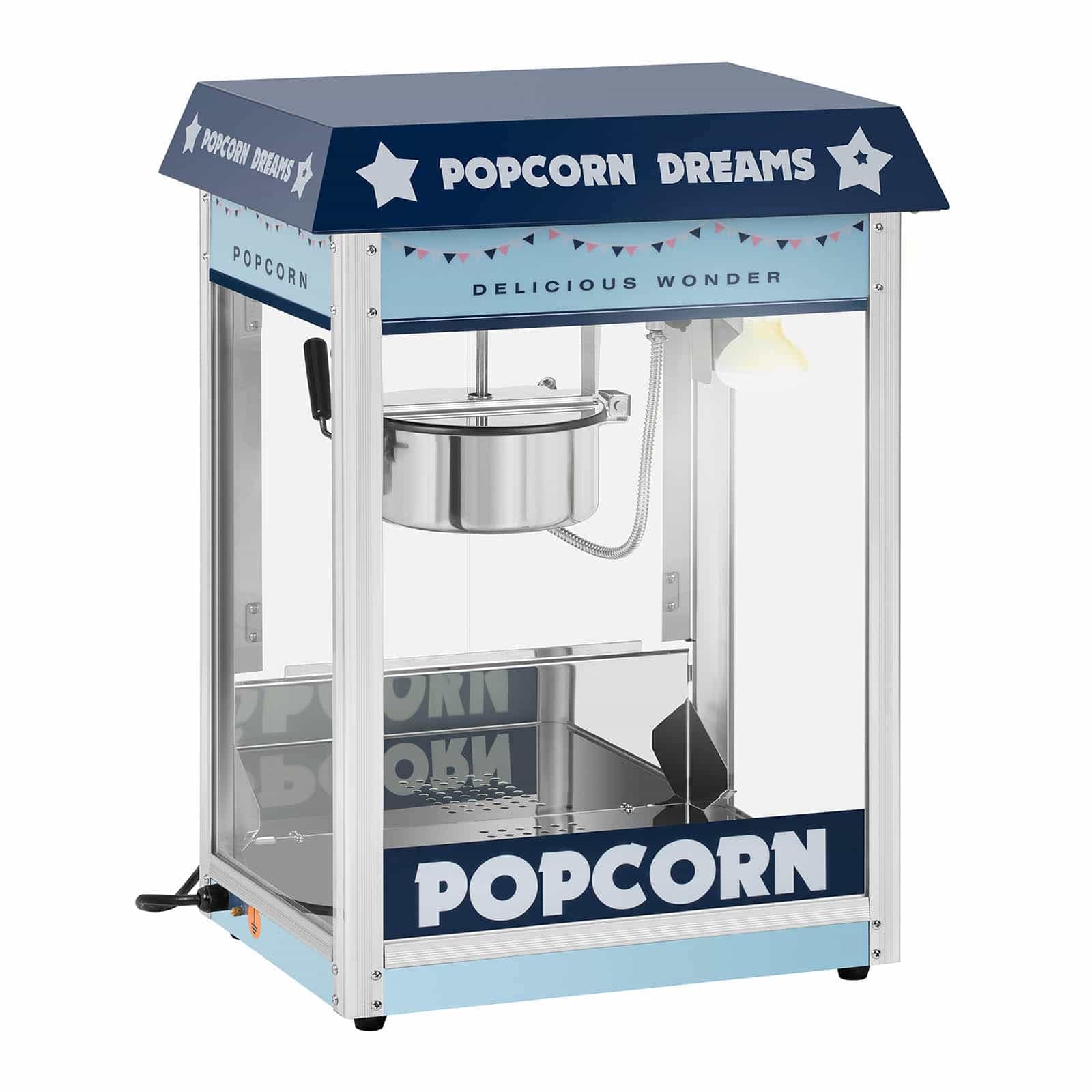 Royal Catering Macchina Per Pop Corn Professionale (1.500 W, Da 5 kg/h, Blu) Macchina Retro Pop-Corn