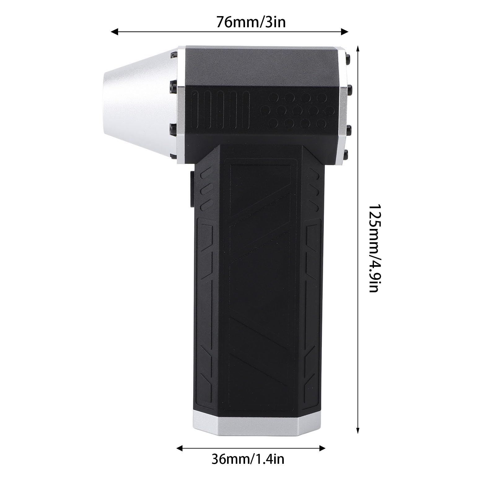 Mini Turbo Ventilatore, Jet Dry Blower 120000RPM Motore Brushless 3 velocità Elettrico Ricaricabile Air Duster Jet Fan con Luce LED per Auto Case Spazi Esterni (Nero+Argento)