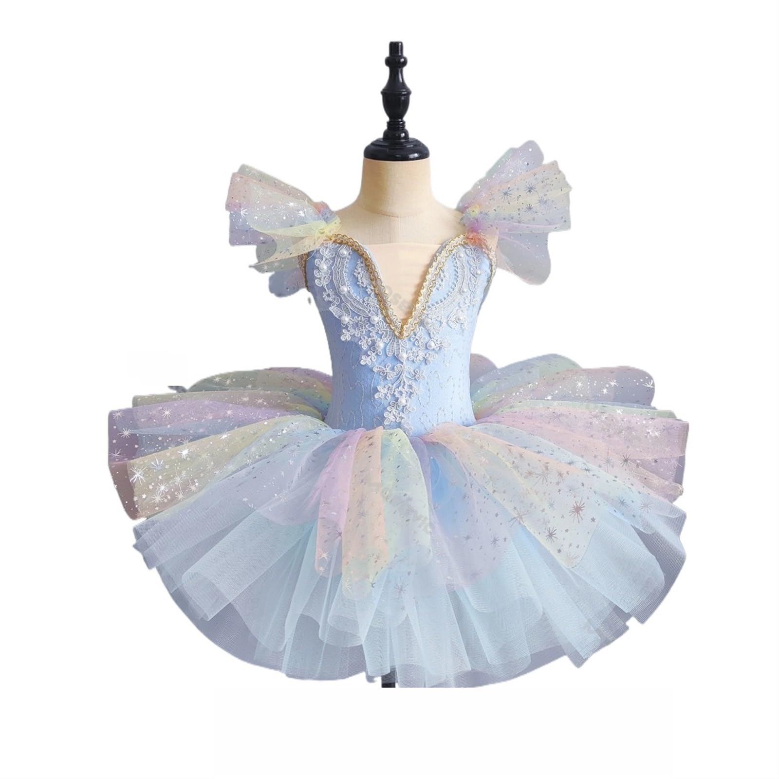Tutú De Ballet Vestido de Ballet for niñas, Siete Colores, Vestido de Princesa con Lentejuelas, Ropa de Baile tutú de Ballet, Faldas tutú de actuación para NiñAs(Pink,130)
