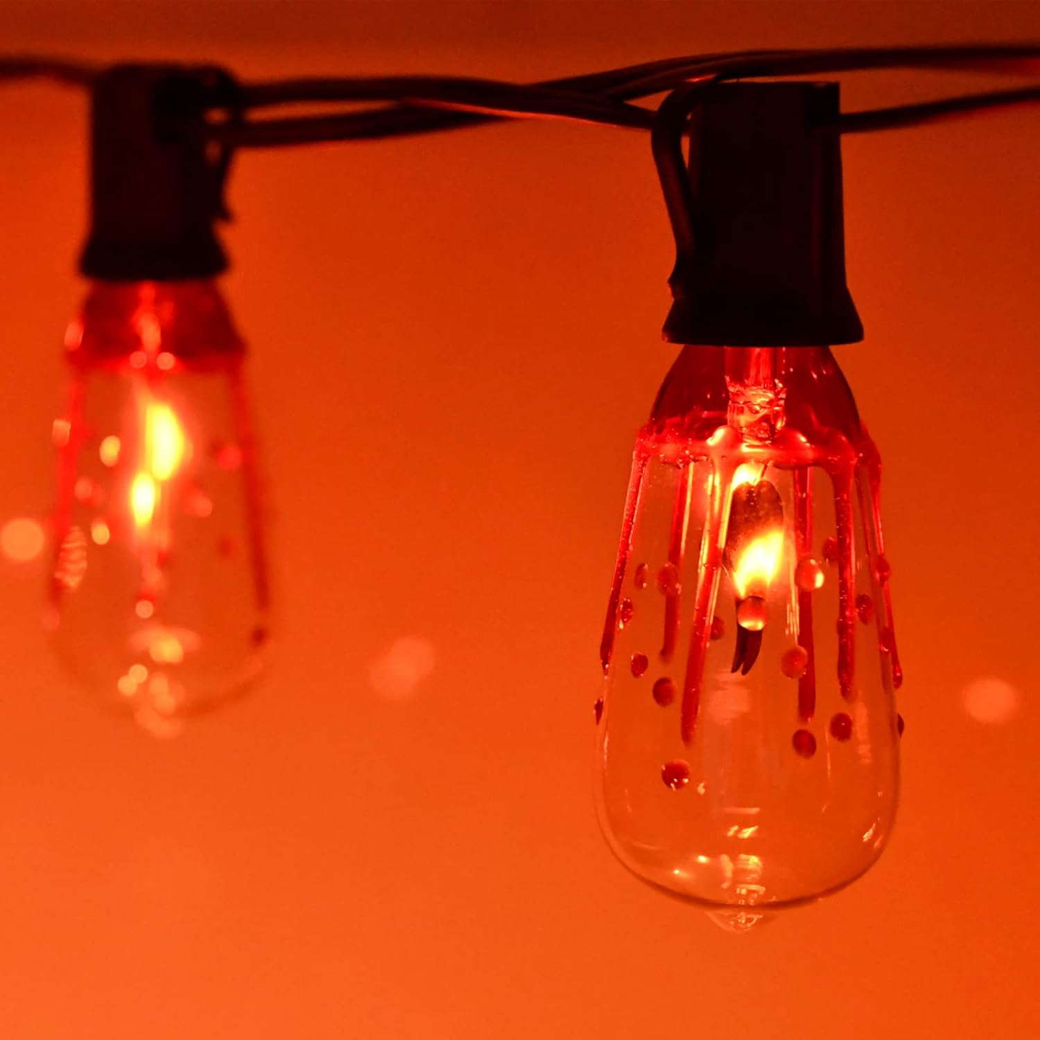 Halloween Replacement Light Bulbs, Halloween Flicker Flame Light Bulbs, ST40 Blood Drop Light Bulbs with a Flickering Red Glow, Halloween Decorations 1 Watt E17 Base, 10 Pack