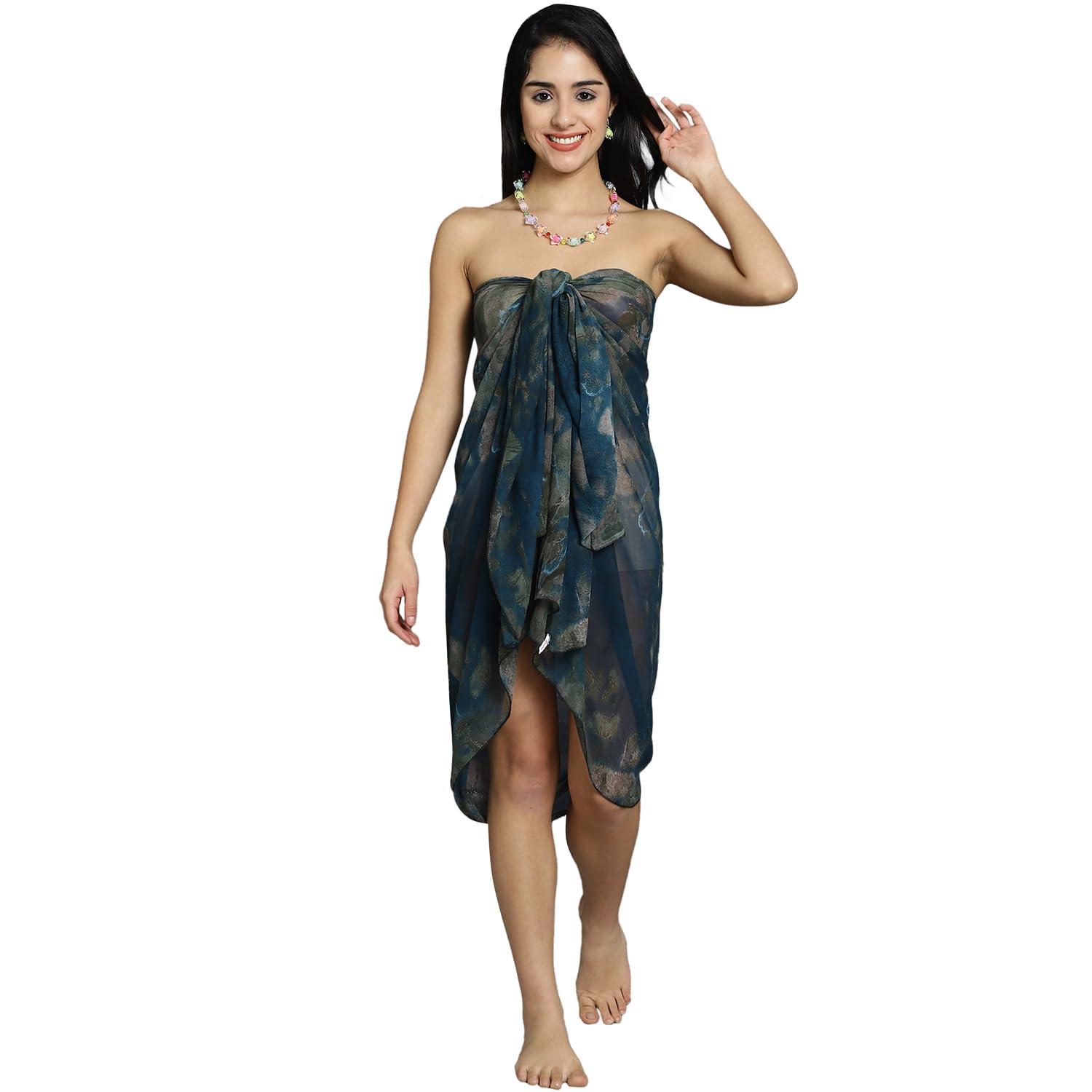 Abstract Printed Swimwear Cover Up Kaftan Dress-image-17