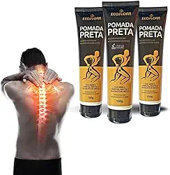 Kit 3 Pomada Preta Milagrosa Massageadora Alívio Dores E Relaxamento Mentol