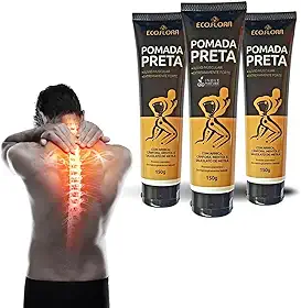 Kit 3 Pomada Preta Milagrosa Massageadora Alívio Dores E Relaxamento Mentol
