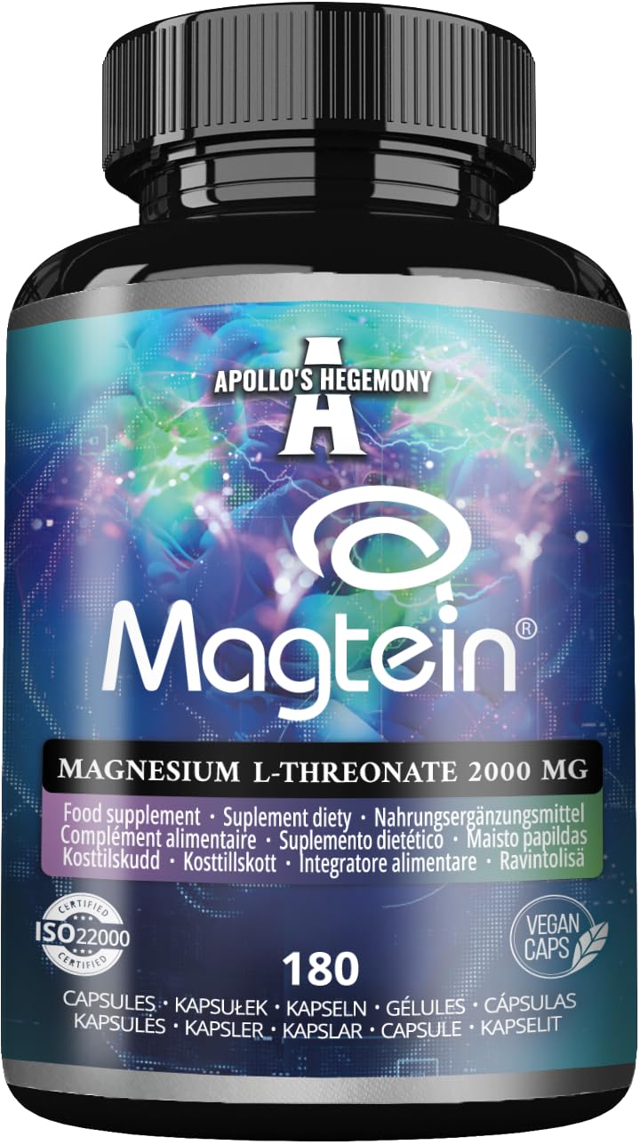 Magtein® Magnesio L-Treonato 144 mg per dose giornaliera - 180 capsule vegane - fornitura per 60 giorni - per il supporto delle funzioni cognitive - da Apollo's Hegemony