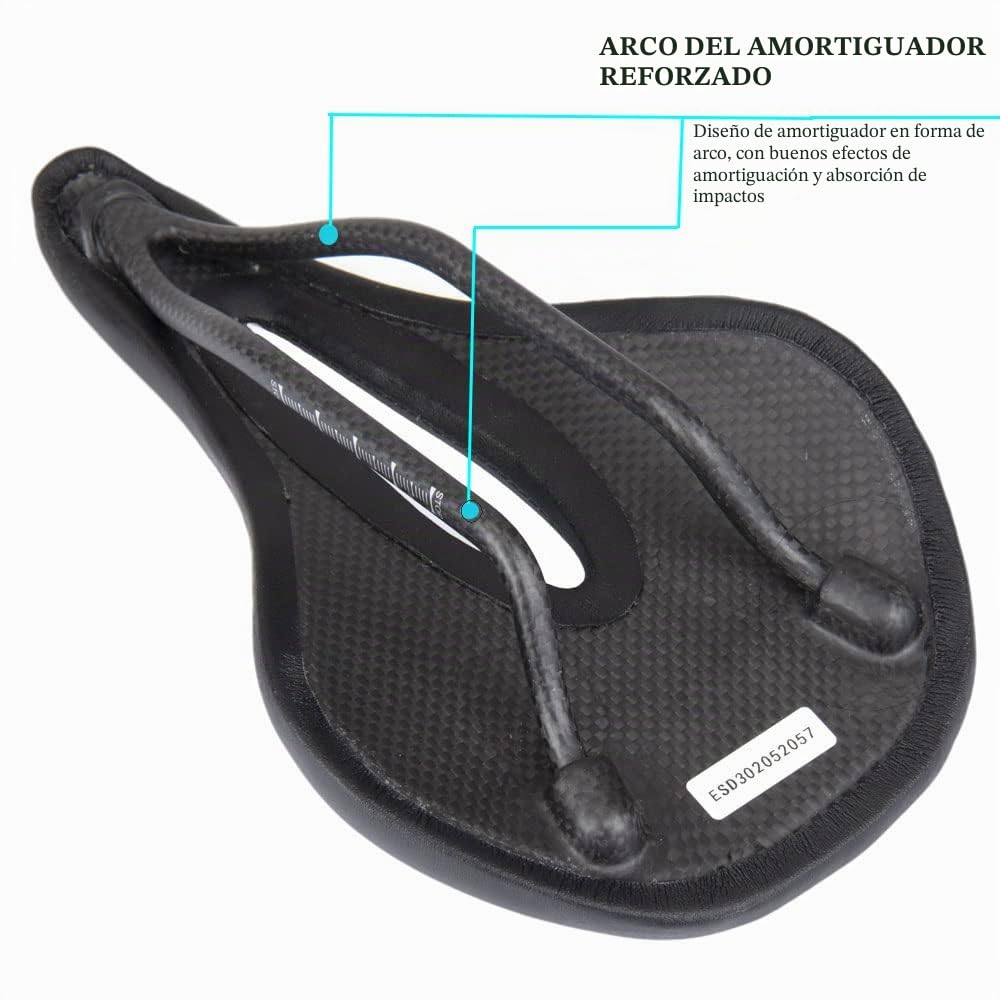 QIKU Sillín de Bicicleta de Fibra de Carbono, Sillín de Bicicleta de Carretera de Diseño Hueco, Super Ligero 110g