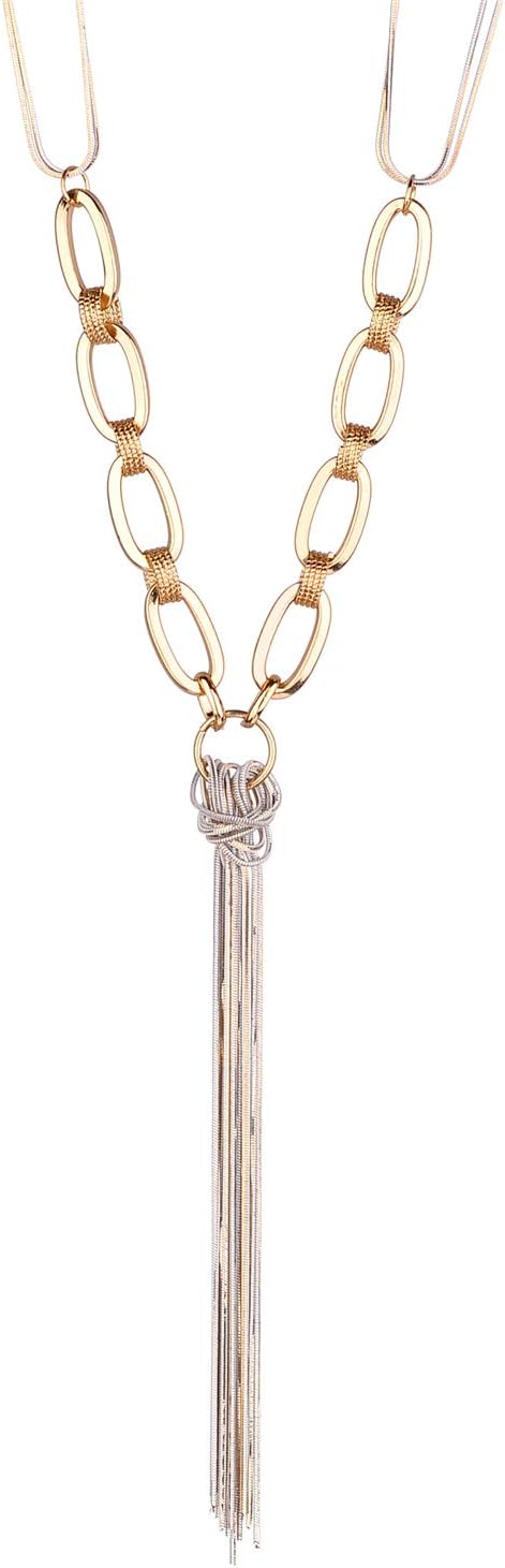 Nicole Miller Gold Tassel Drop Long Chain Necklace